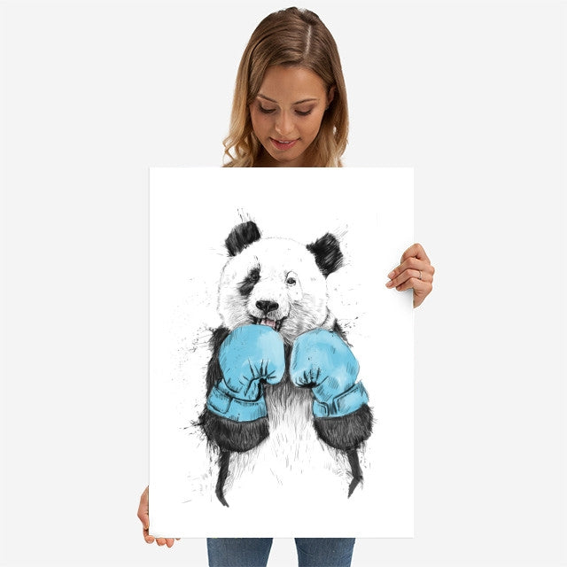 Boxing Panda Metal Poster