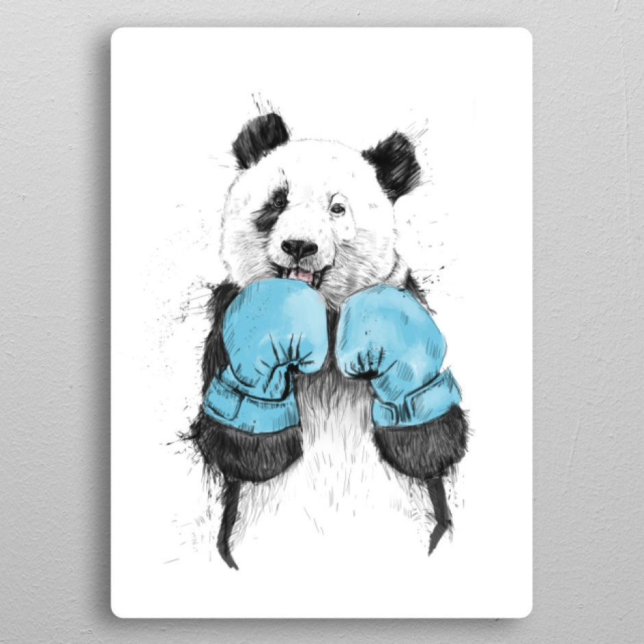 Boxing Panda Metal Poster
