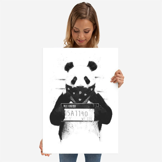 Poster Métal Panda Gangster