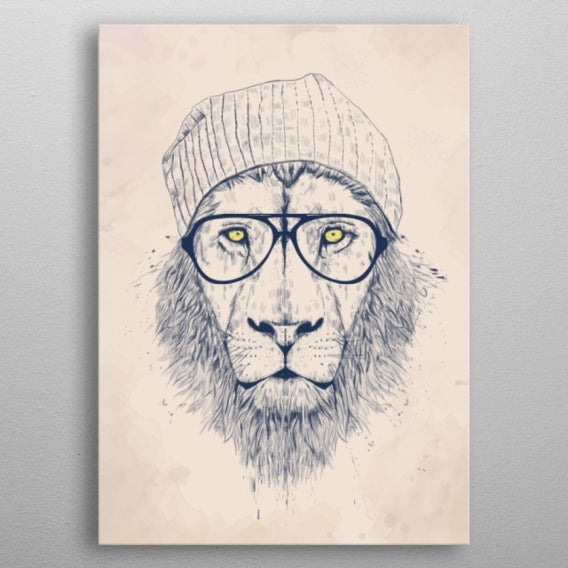 Poster Mural Métal Lion Cool