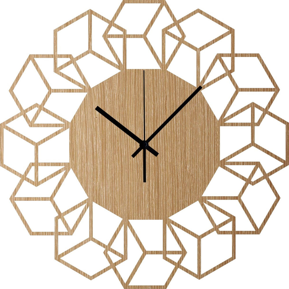 CubeFlower Wood Wall Clock