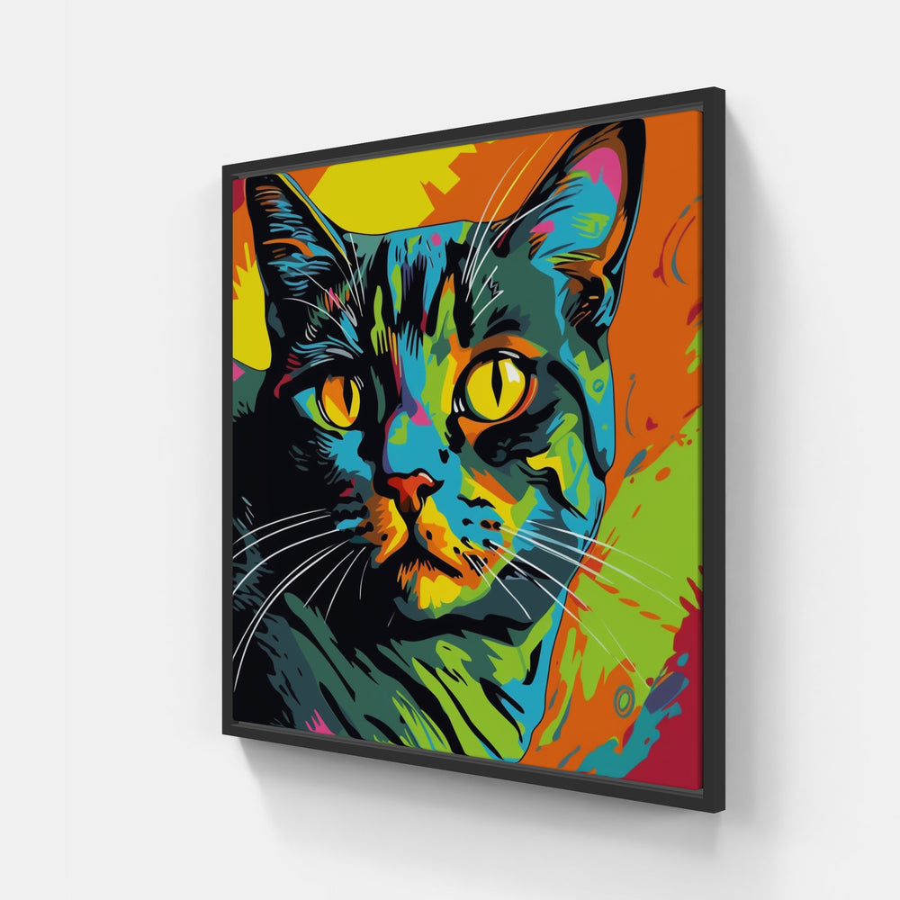 Cat love peace-Canvas-artwall-20x20 cm-Black-Artwall