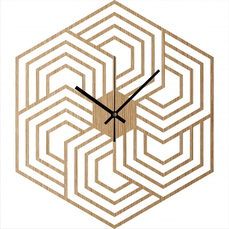 Horloge Murale Bois Hexagon