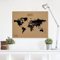 Cork World Map Decoration
