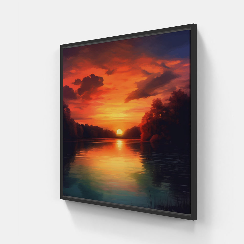 Tranquil Sunset Silhouette-Canvas-artwall-20x20 cm-Black-Artwall