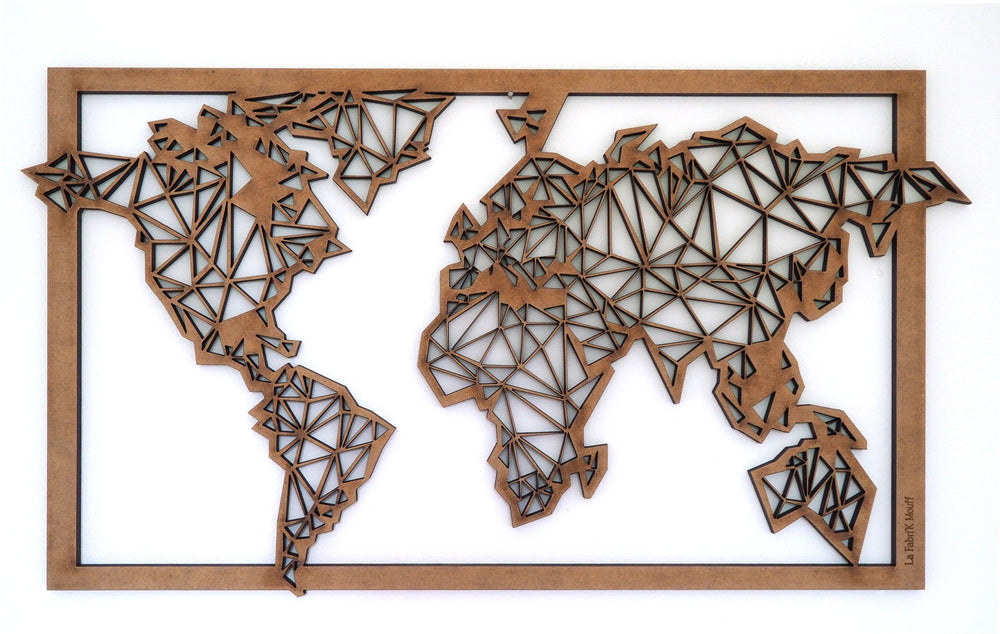 Wood Frame Decoration World Map