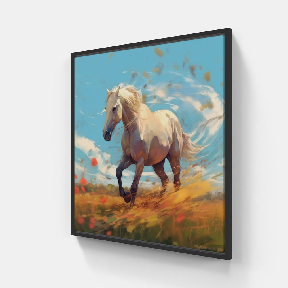 Elegant Horse Canter-Canvas-artwall-20x20 cm-Black-Artwall