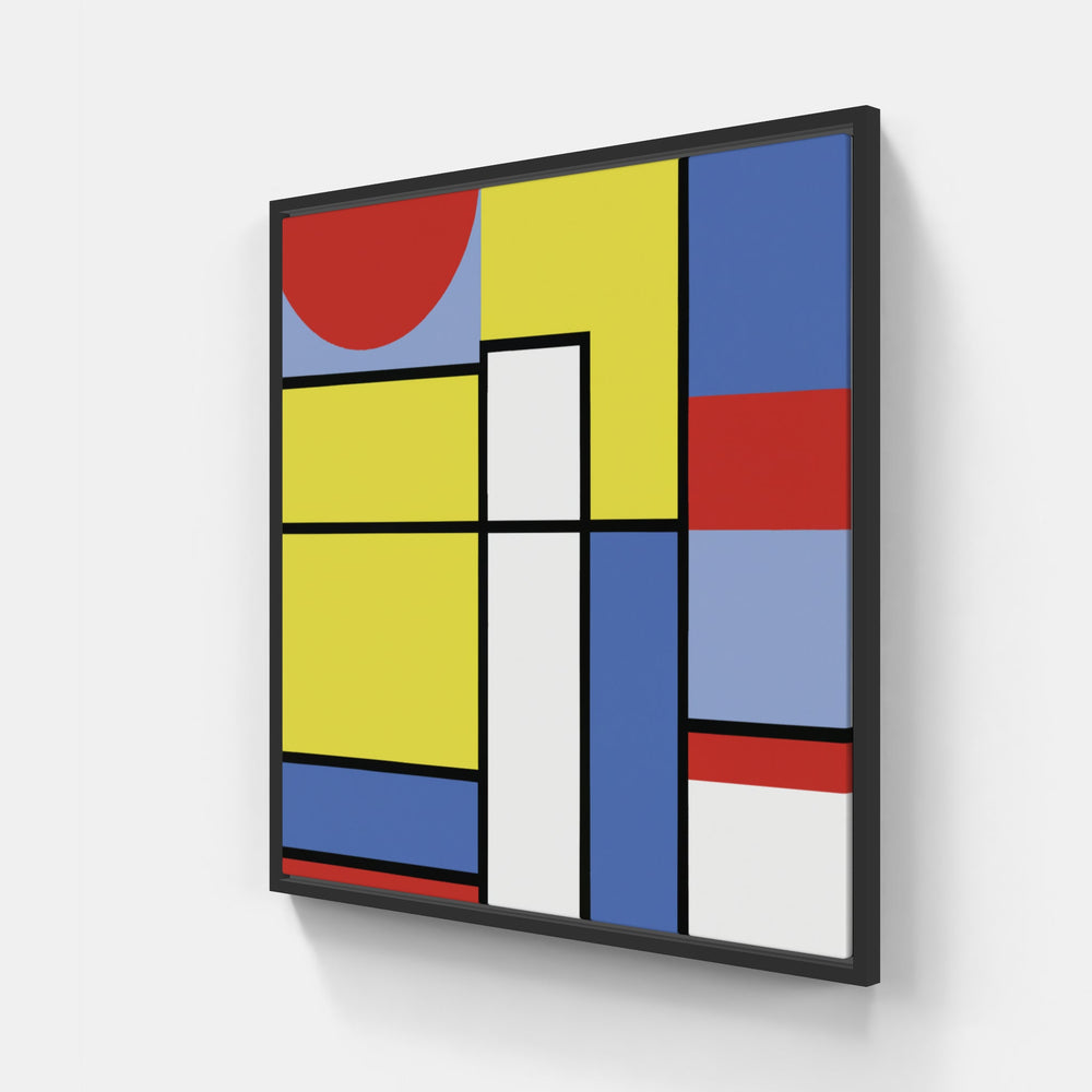 Mondrian danced blue-Canvas-artwall-20x20 cm-Black-Artwall