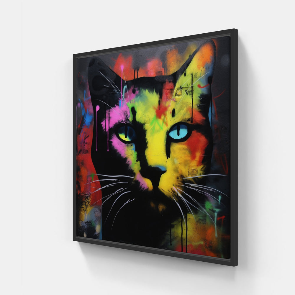 Cat purr bliss-Canvas-artwall-20x20 cm-Black-Artwall