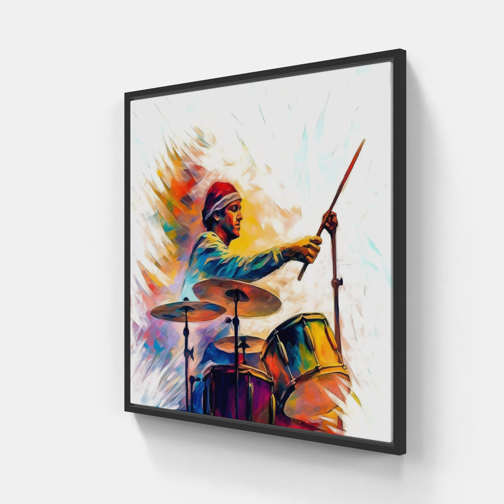 Harmonious Drum Rhythm-Canvas-artwall-20x20 cm-Black-Artwall