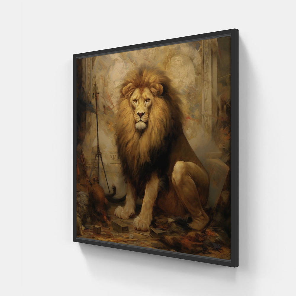 Lion Roar Echoing-Canvas-artwall-20x20 cm-Black-Artwall