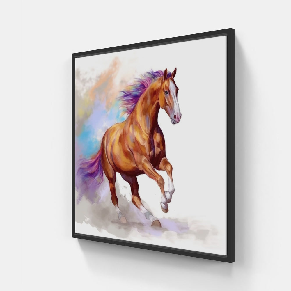 Majestic Horse Gallop-Canvas-artwall-20x20 cm-Black-Artwall