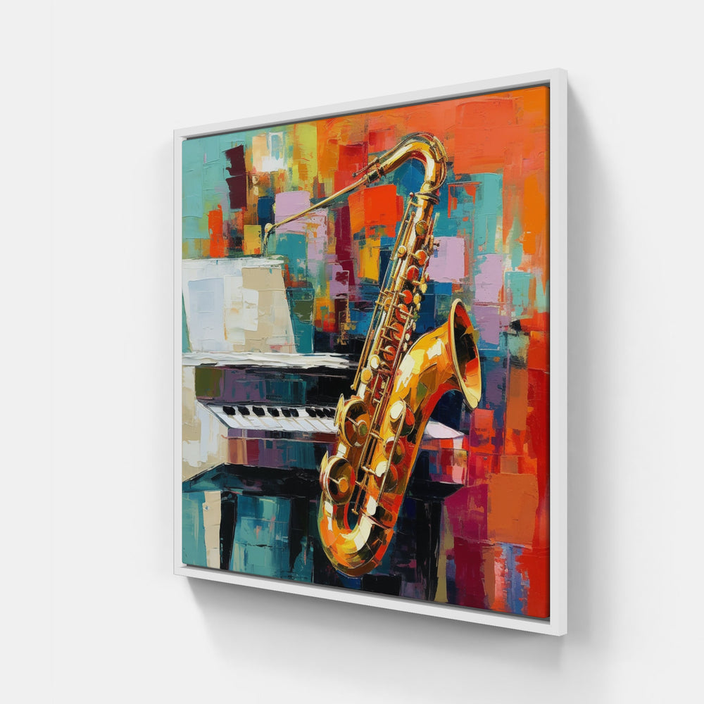 Timeless Saxophone Ballad-Canvas-artwall-20x20 cm-White-Artwall