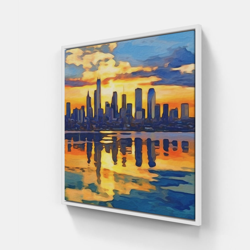 Dynamic City Skyline-Canvas-artwall-20x20 cm-White-Artwall