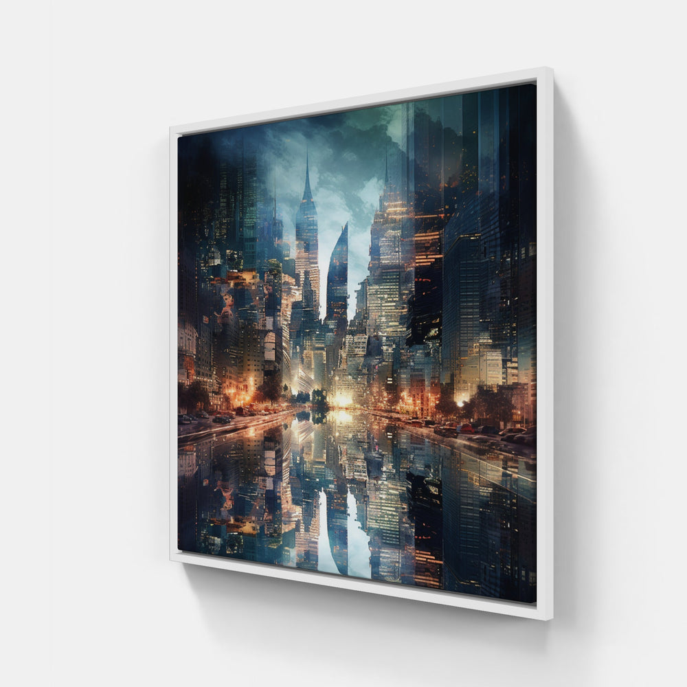 Cityscape at Dusk-Canvas-artwall-40x40 cm-White-Artwall