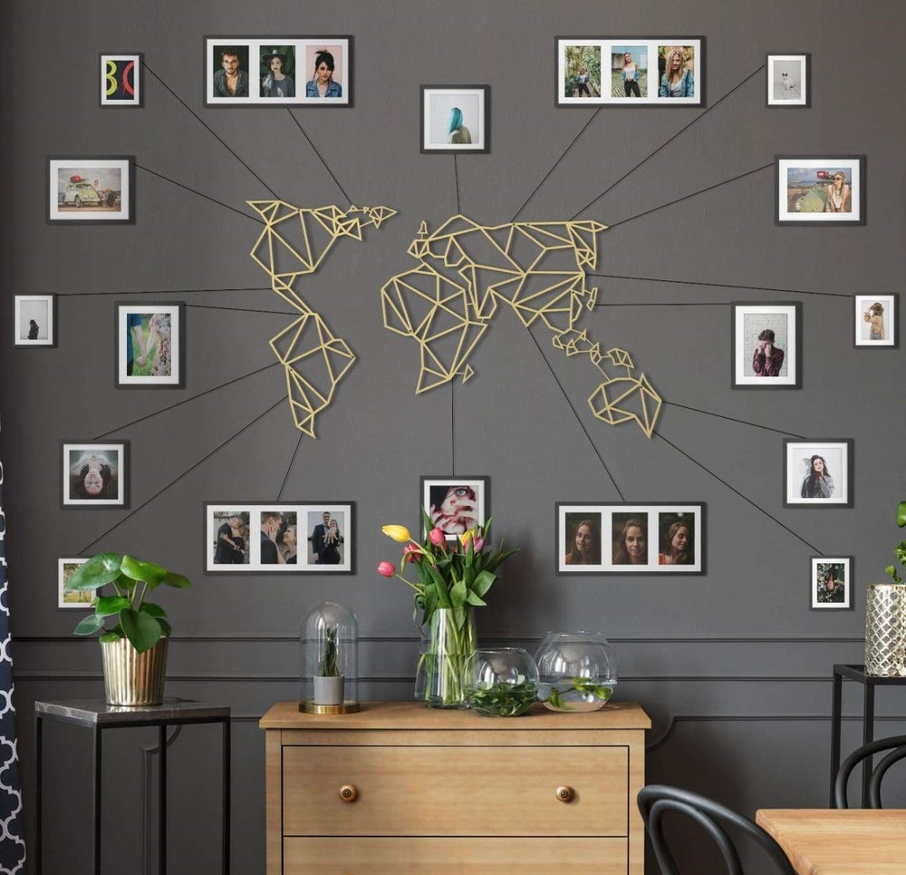 World Map Gold Metal Wall Decoration
