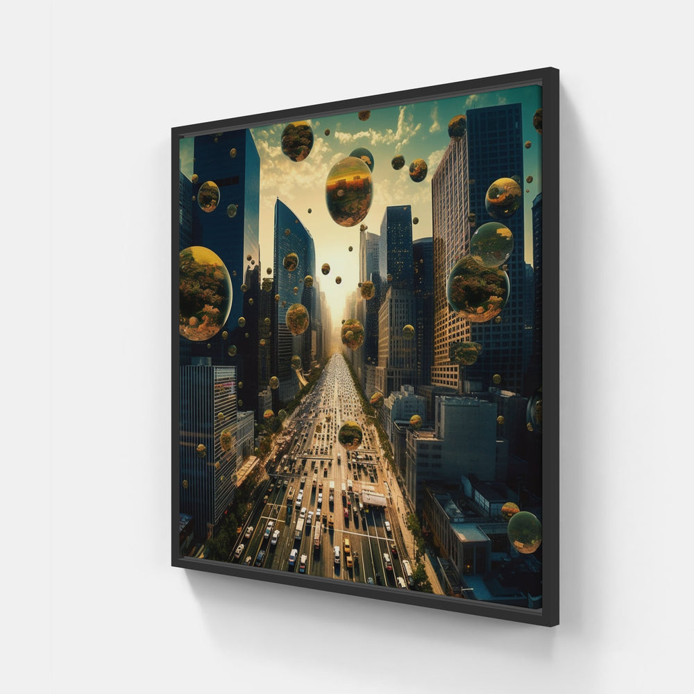 High-Rise City Night-Canvas-artwall-40x40 cm-Black-Artwall