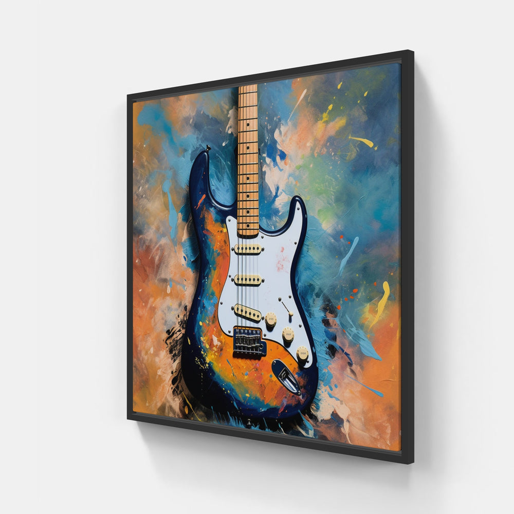 Harmonic Guitar Fusion-Canvas-artwall-20x20 cm-Black-Artwall