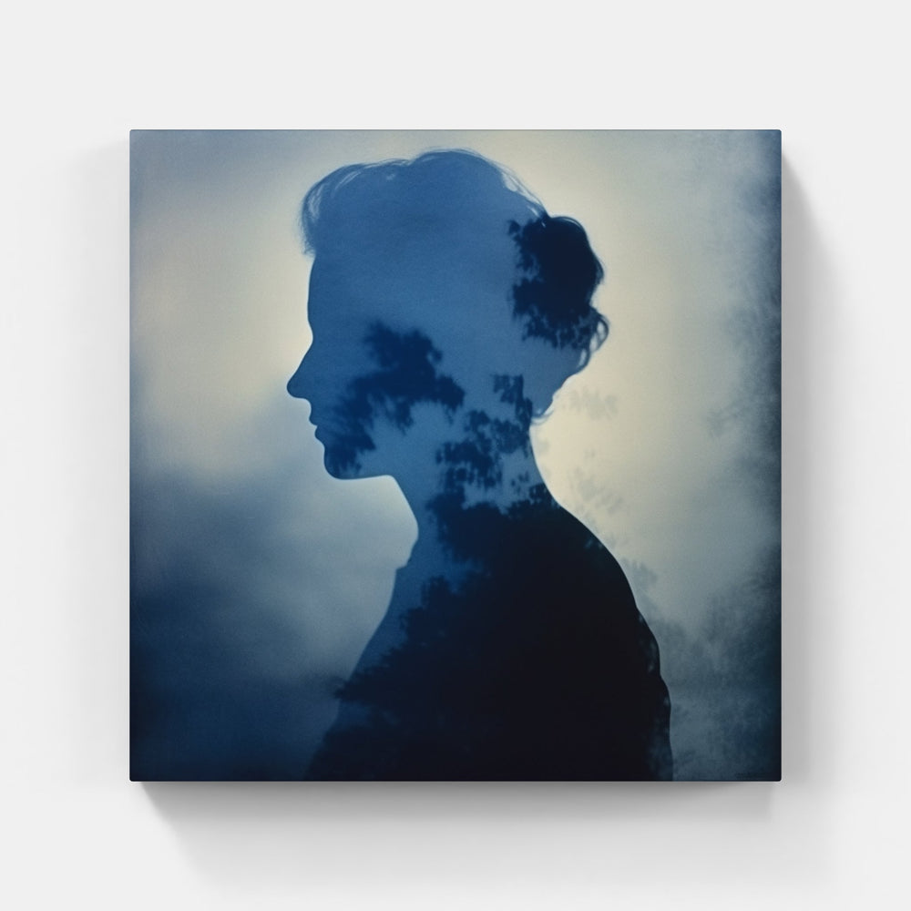 Enigmatic Cyanotype Whispers-Canvas-artwall-Artwall