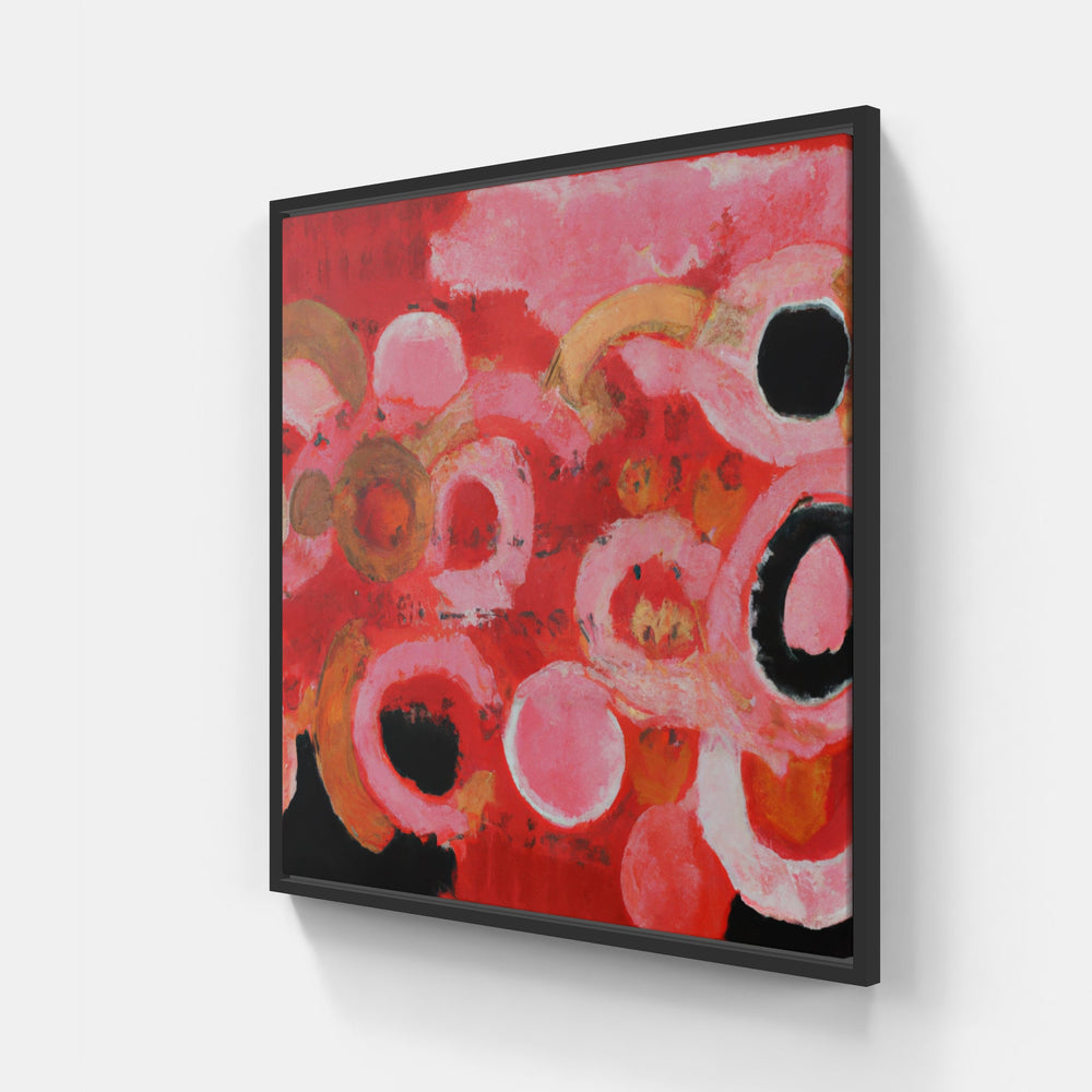 Red abstract glossy-Canvas-artwall-20x20 cm-Black-Artwall