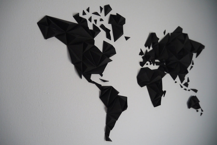Black World Map Paper Decoration