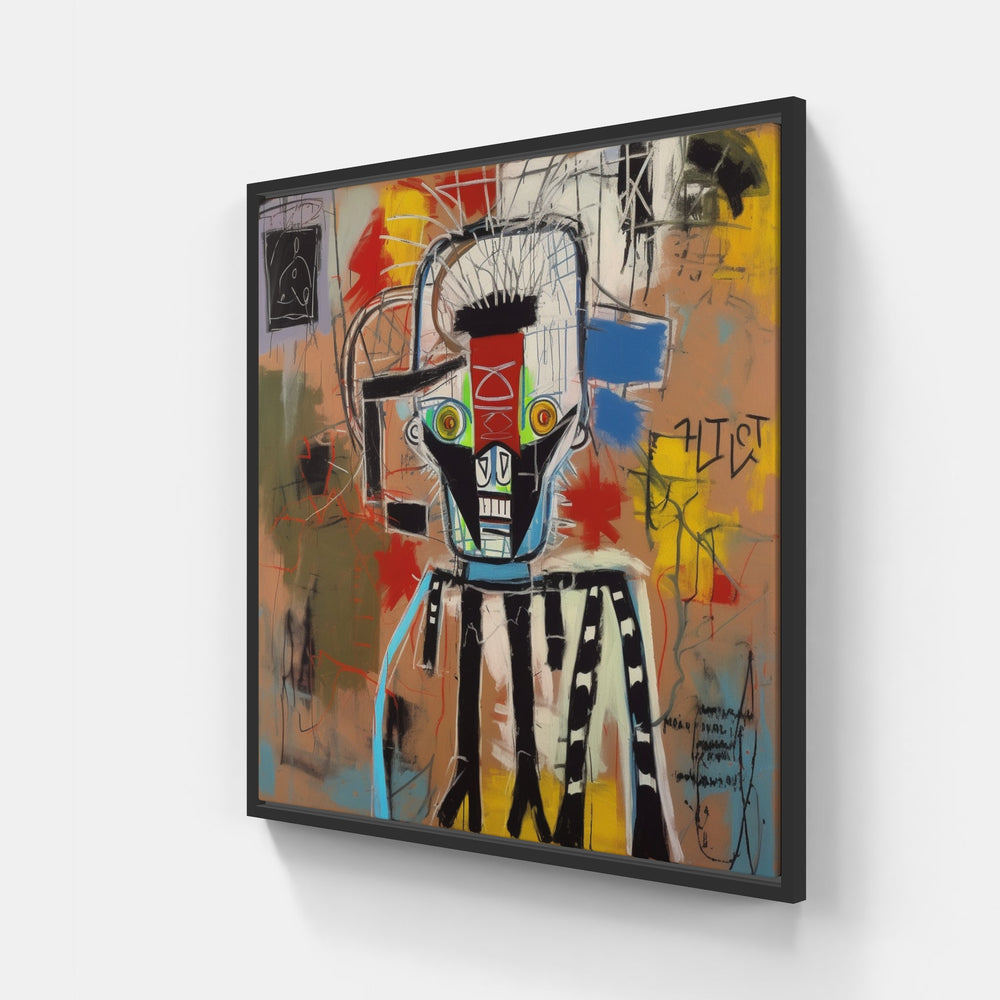 Basquiat's Colorful Universe-Canvas-artwall-20x20 cm-Black-Artwall