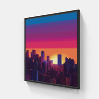 Serene Night Skyline-Canvas-artwall-20x20 cm-Black-Artwall