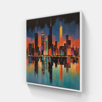 Whimsical Cityscape Skyline-Canvas-artwall-20x20 cm-White-Artwall