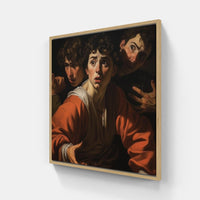 Dynamic Caravaggio Encounter-Canvas-artwall-20x20 cm-Wood-Artwall