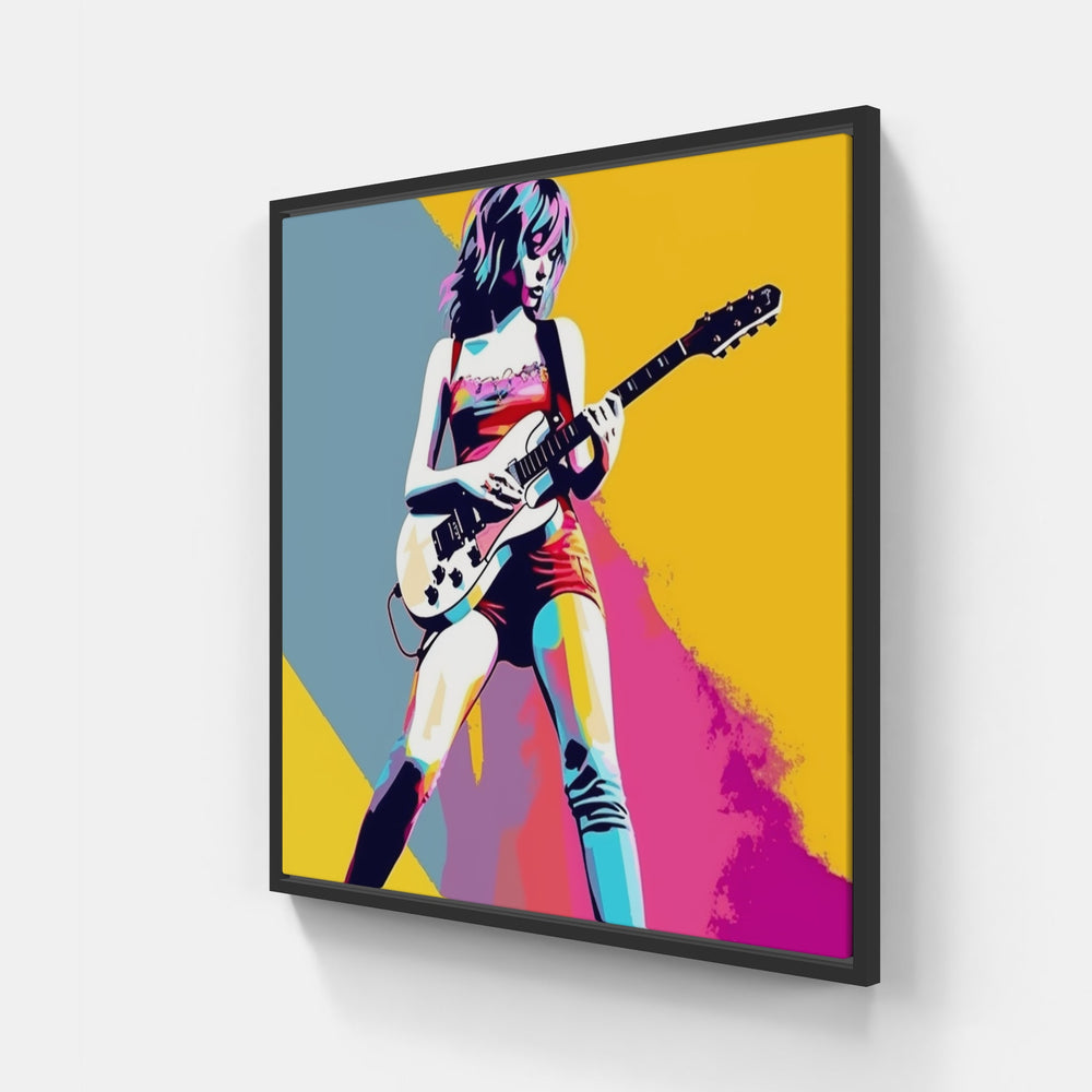 Soulful Guitar Serenade-Canvas-artwall-20x20 cm-Black-Artwall