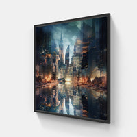 Cityscape at Dusk-Canvas-artwall-40x40 cm-Black-Artwall