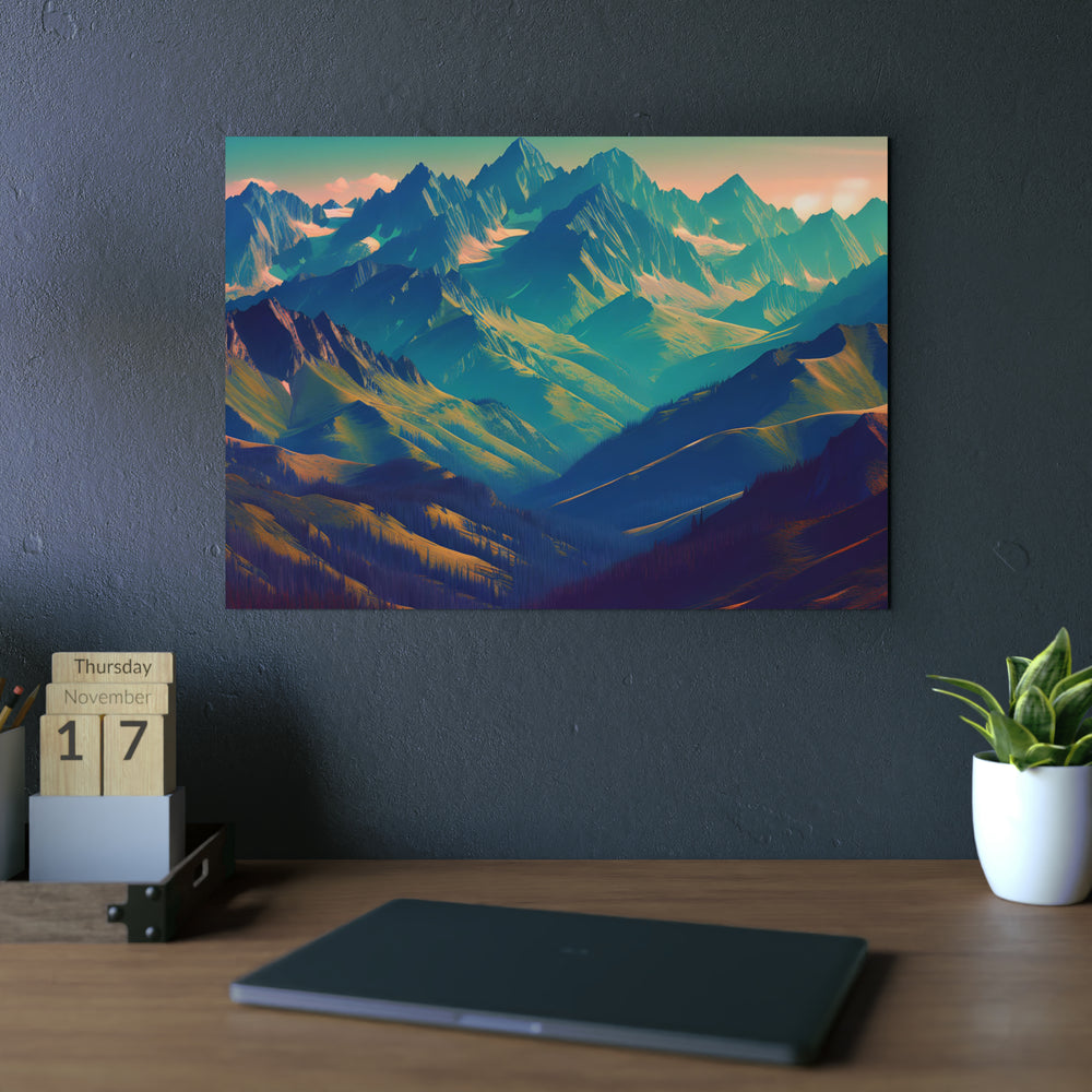 "Montagne haut ciel bleu"- Tableau aluminium