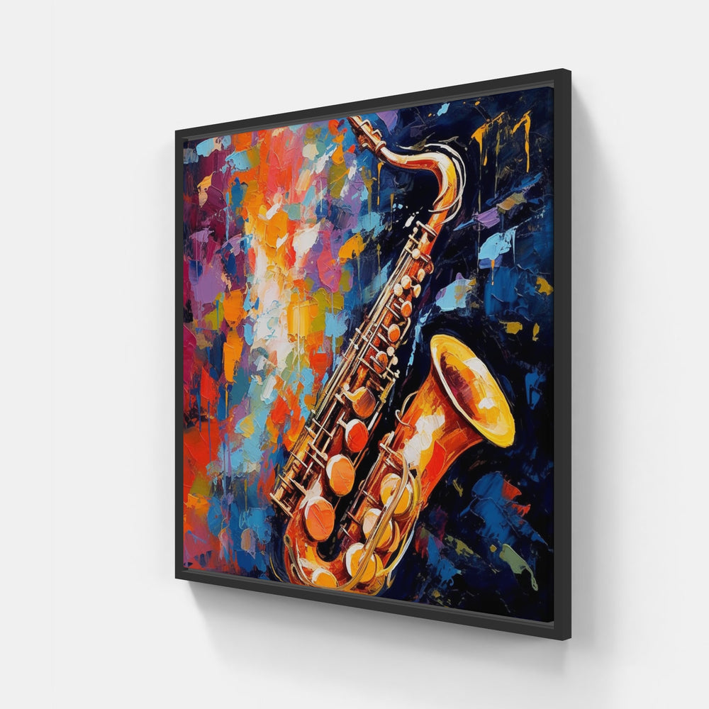Jazzy Saxophone Composition-Canvas-artwall-20x20 cm-Black-Artwall