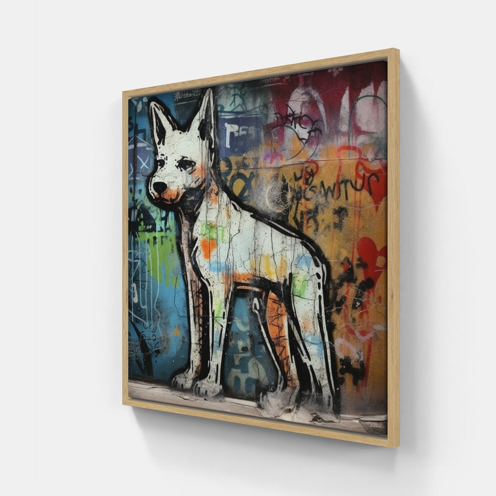 Dog joy chase bark-Canvas-artwall-20x20 cm-Wood-Artwall
