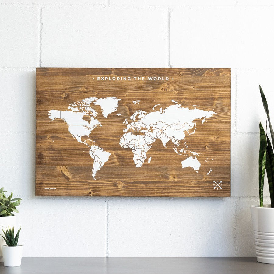 Worldmap Wood Decoration L