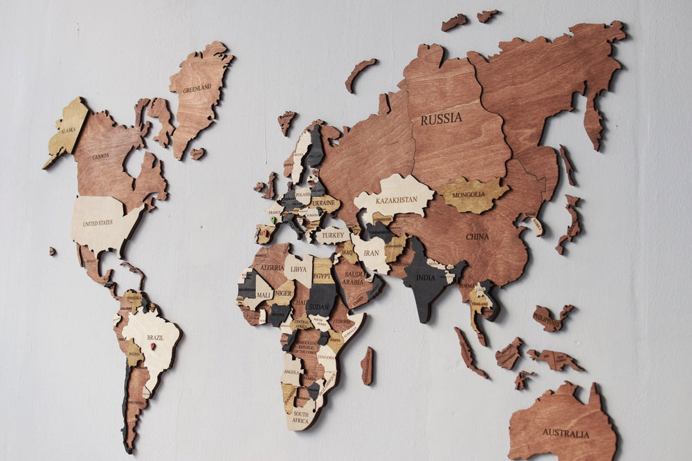 Original Wooden Wall Worldmap