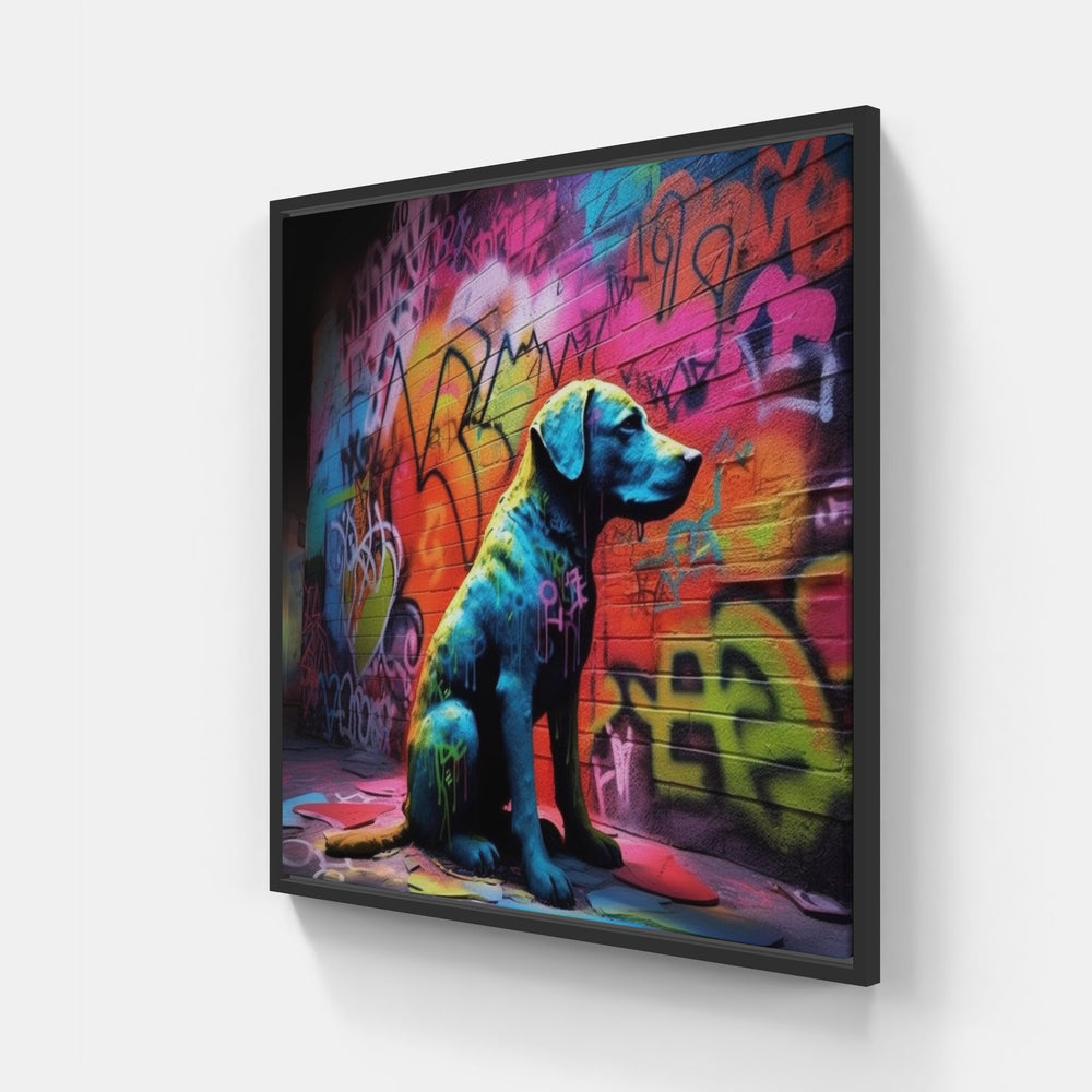 Dog love joy peace-Canvas-artwall-20x20 cm-Black-Artwall