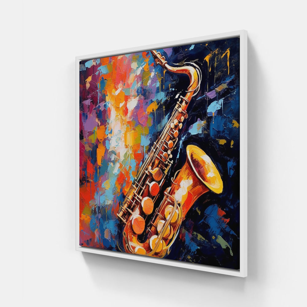 Jazzy Saxophone Composition-Canvas-artwall-20x20 cm-White-Artwall