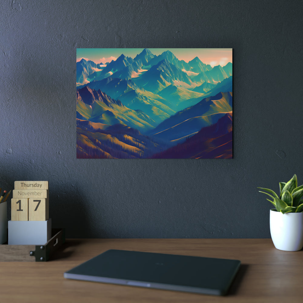 "Montagne haut ciel bleu"- Tableau aluminium