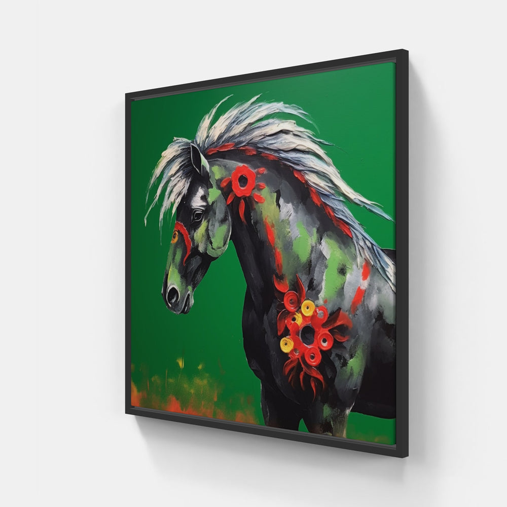 Regal Horse Pose-Canvas-artwall-20x20 cm-Black-Artwall