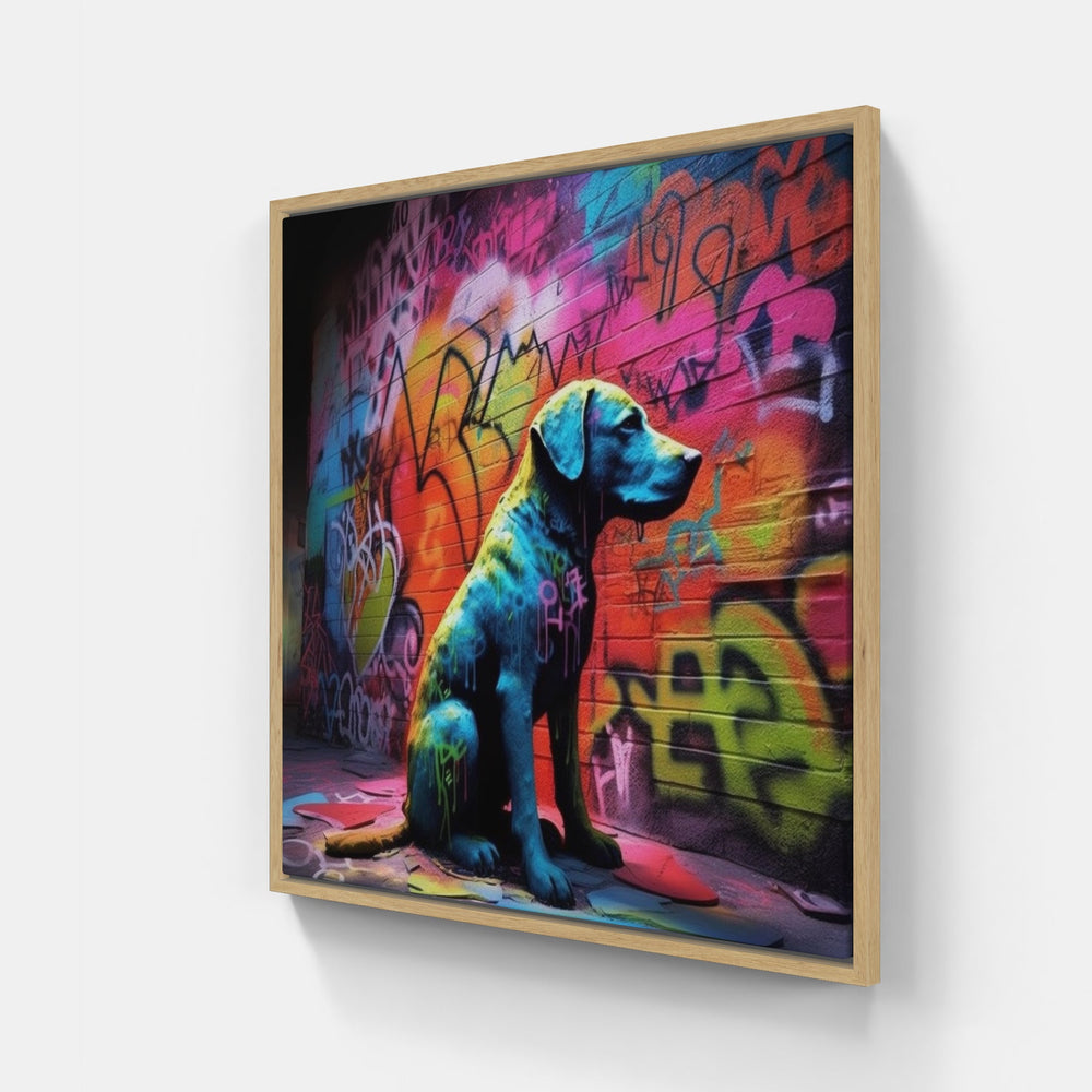Dog love joy peace-Canvas-artwall-20x20 cm-Wood-Artwall