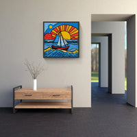 Coastal Tranquility Graceful Boat-Canvas-artwall-Artwall