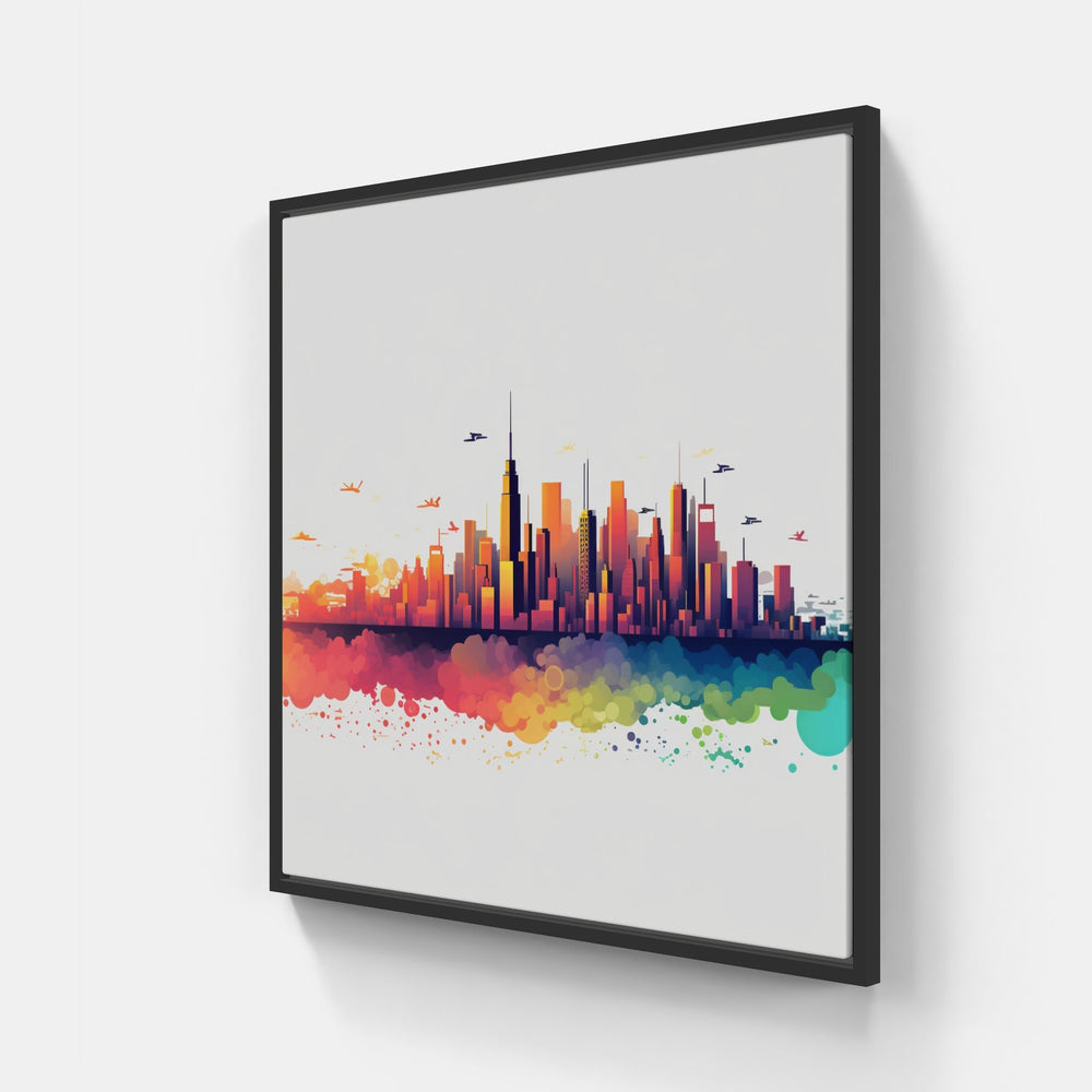 Vibrant City Skyline-Canvas-artwall-20x20 cm-Black-Artwall