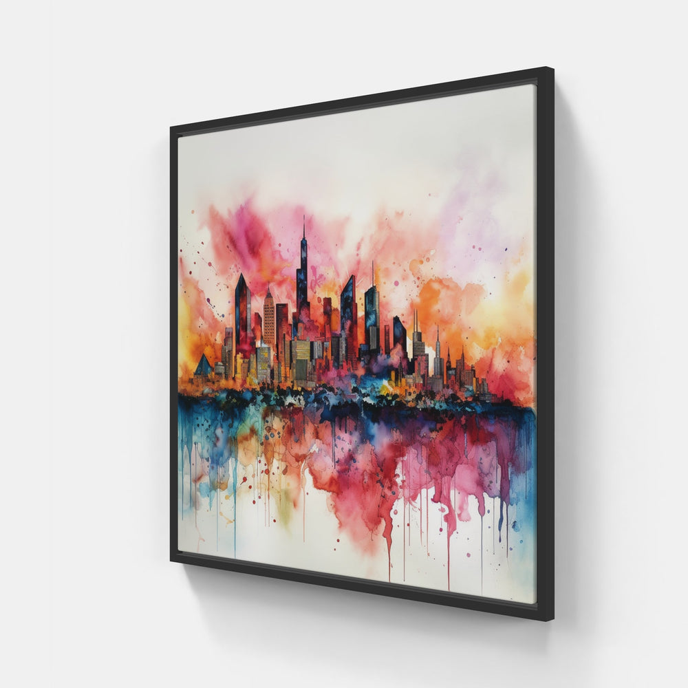 Striking City Skyline-Canvas-artwall-20x20 cm-Black-Artwall