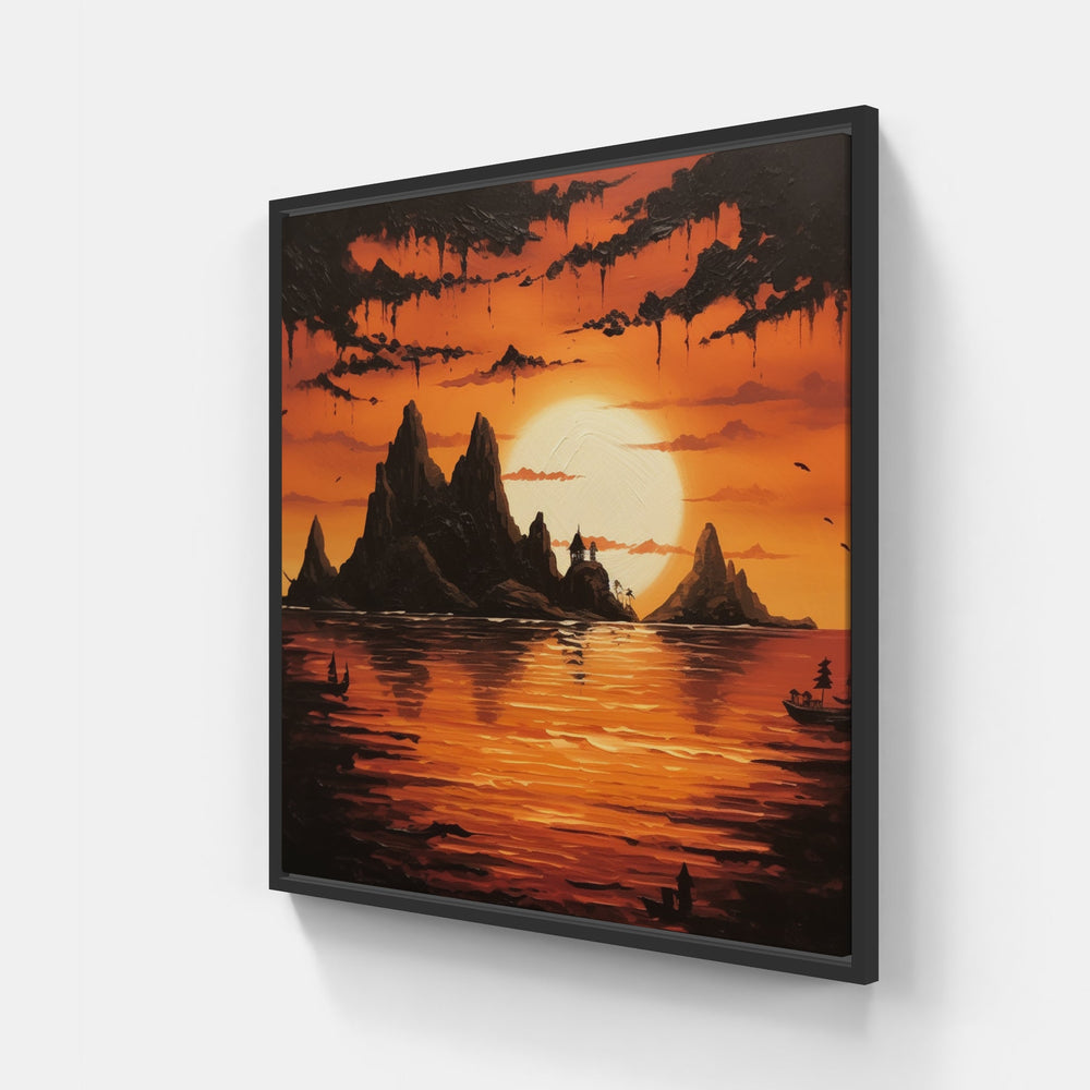 Golden Sunset Symphony-Canvas-artwall-20x20 cm-Black-Artwall