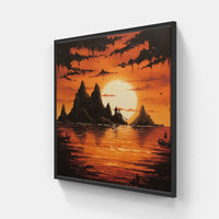 Golden Sunset Symphony-Canvas-artwall-20x20 cm-Black-Artwall