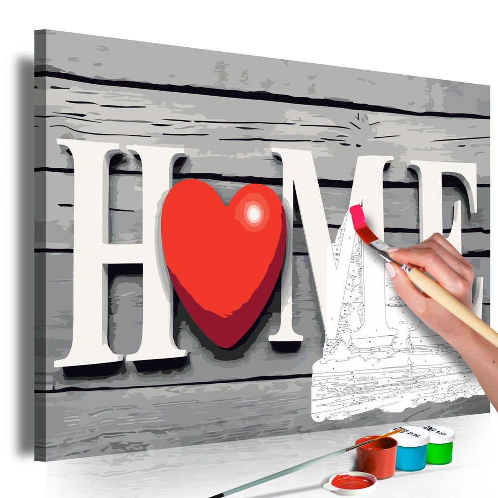 Tableau à peindre par soi-même - Home with Red Heart