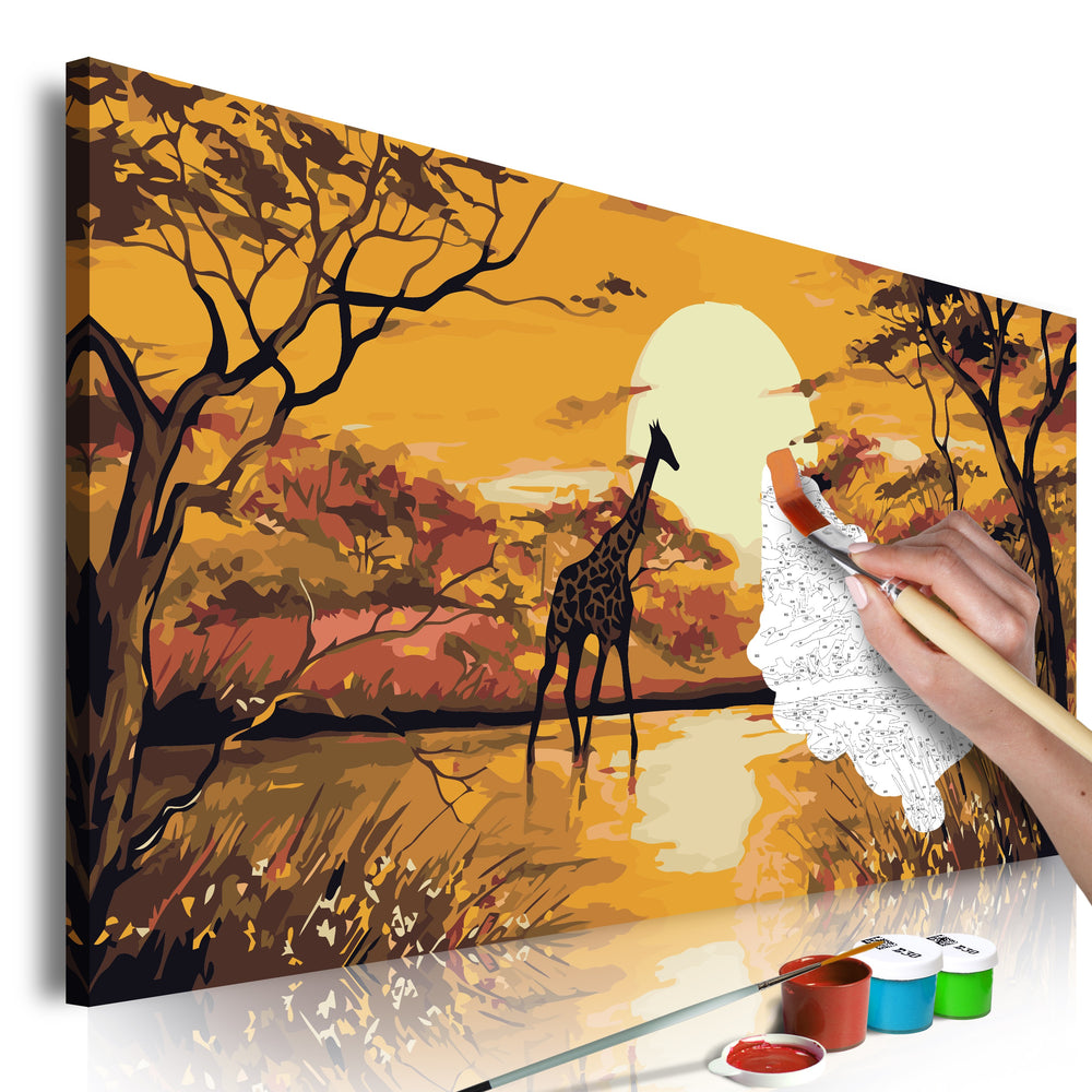 Tableau à peindre par soi-même - Giraffe at Sunset