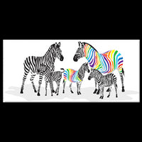 Tableau Animaux Colorful Zebra Family