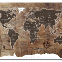 Wall Art wooden world map